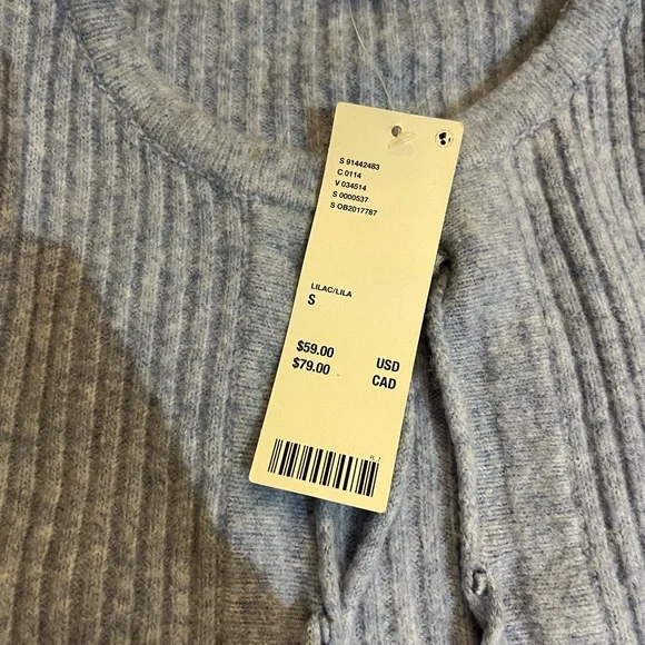 Light Blue Ribbed Tie-Front Sweater - Picture 2 of 3